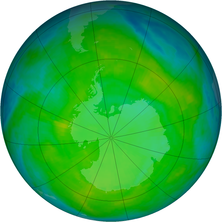 Antarctic ozone map for 18 December 1987